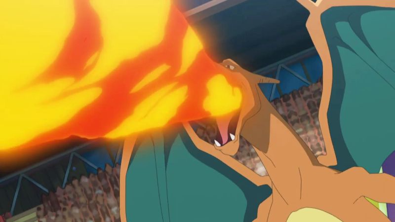 Charizard blasting fire from his mouth