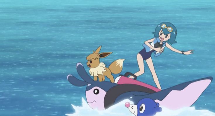 Trainer Lana Surfing ontop of a Mantine