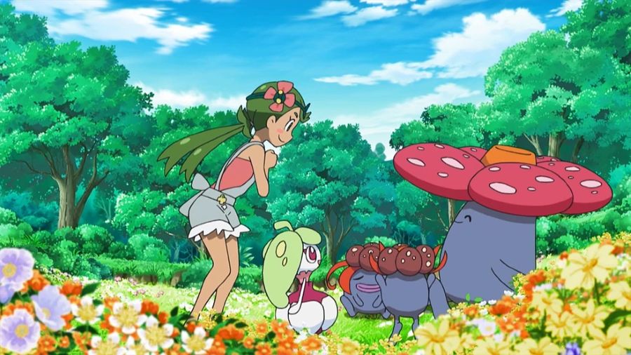 Trainer Mallow with some grass Pokémon
